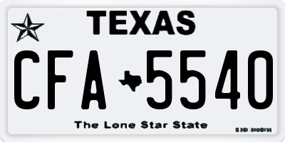 TX license plate CFA5540