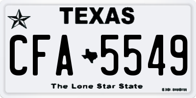 TX license plate CFA5549