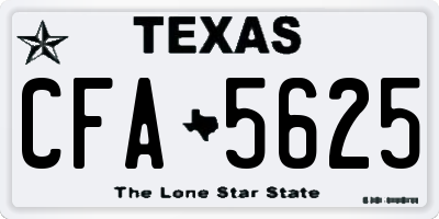TX license plate CFA5625