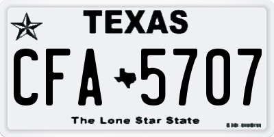 TX license plate CFA5707