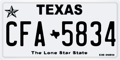 TX license plate CFA5834