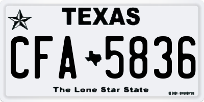 TX license plate CFA5836