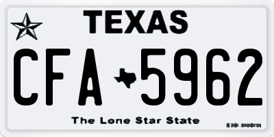 TX license plate CFA5962