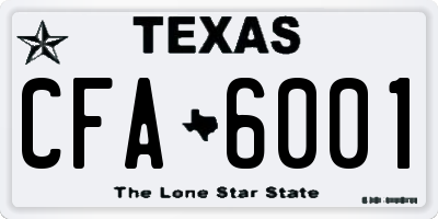 TX license plate CFA6001
