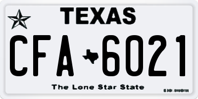 TX license plate CFA6021