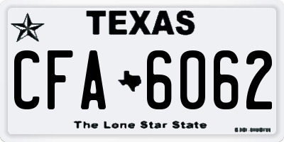 TX license plate CFA6062