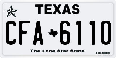TX license plate CFA6110