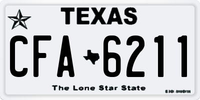 TX license plate CFA6211