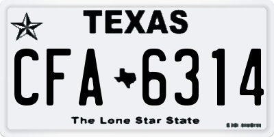 TX license plate CFA6314