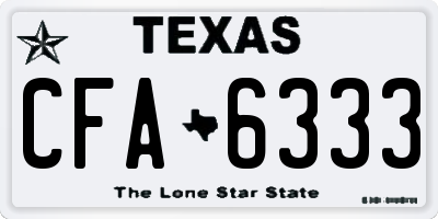 TX license plate CFA6333