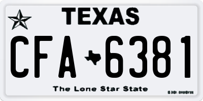 TX license plate CFA6381