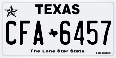 TX license plate CFA6457