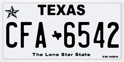 TX license plate CFA6542