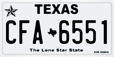 TX license plate CFA6551