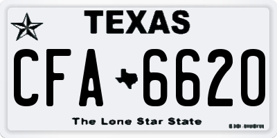TX license plate CFA6620