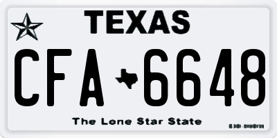TX license plate CFA6648