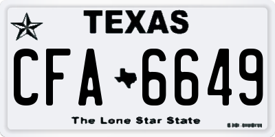 TX license plate CFA6649