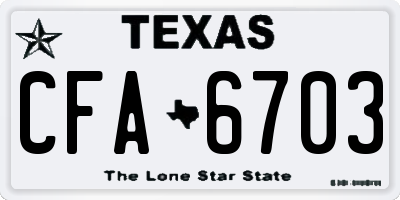 TX license plate CFA6703