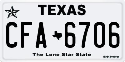 TX license plate CFA6706