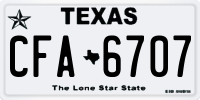 TX license plate CFA6707