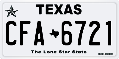 TX license plate CFA6721