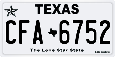 TX license plate CFA6752