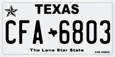 TX license plate CFA6803