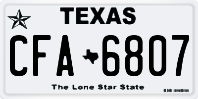 TX license plate CFA6807