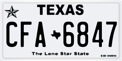 TX license plate CFA6847