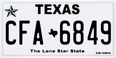 TX license plate CFA6849