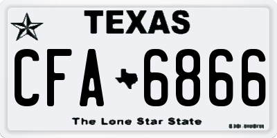 TX license plate CFA6866