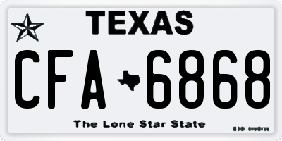 TX license plate CFA6868