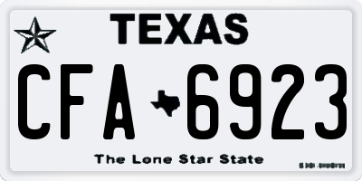 TX license plate CFA6923