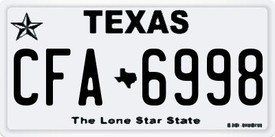 TX license plate CFA6998