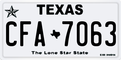 TX license plate CFA7063