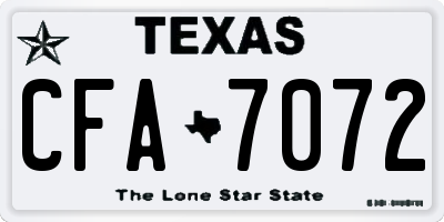 TX license plate CFA7072