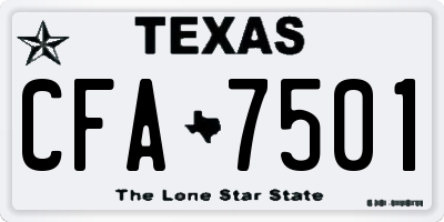 TX license plate CFA7501