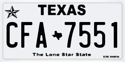 TX license plate CFA7551