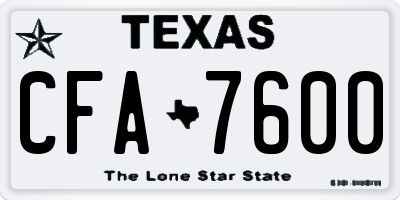 TX license plate CFA7600