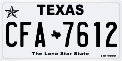 TX license plate CFA7612