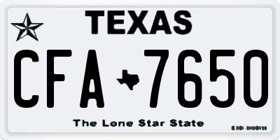 TX license plate CFA7650