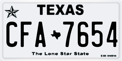 TX license plate CFA7654