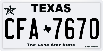 TX license plate CFA7670