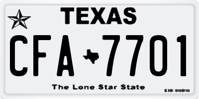 TX license plate CFA7701