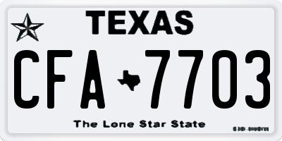 TX license plate CFA7703