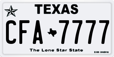 TX license plate CFA7777