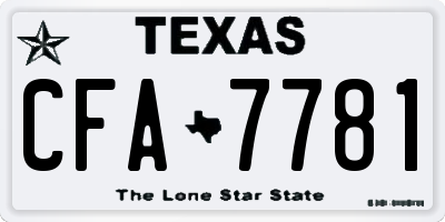 TX license plate CFA7781