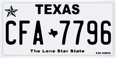 TX license plate CFA7796
