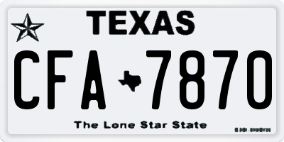 TX license plate CFA7870
