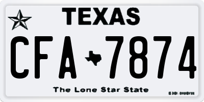 TX license plate CFA7874